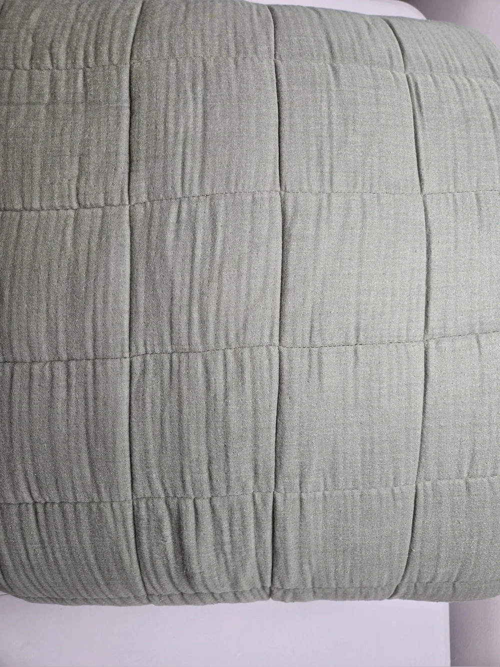 QUINCE Organic Cotton Gauze Box Quilt Set King/Cal King Olive 0907